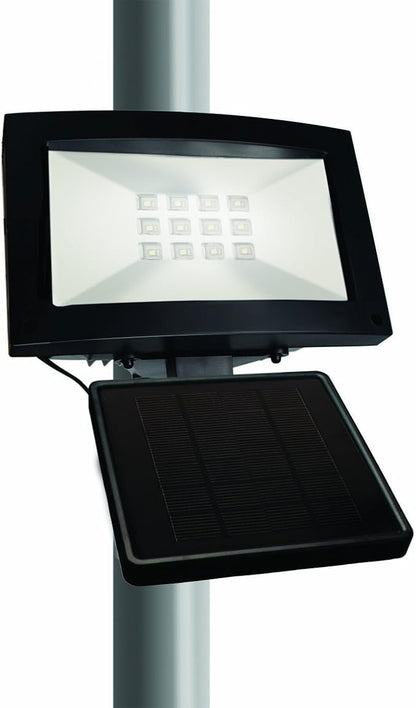 Maxsa 40329 80LM 12 LED Solar-Powered 10 Hour Flood Light, Weatherproof and Dark Sky Compatible, 8.5” x 7.5” x 4.5”, Black