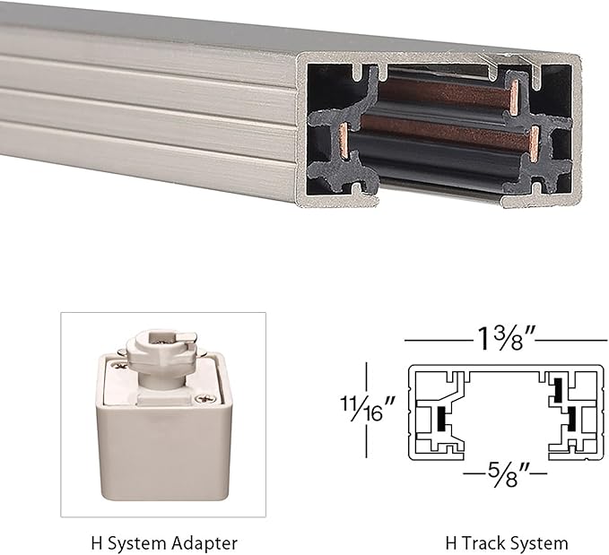 WAC Lighting H Track 120V Live End Power Feed Connector to Power Track from Either End for H Style 3-Wire Track Systems in Brushed Nickel