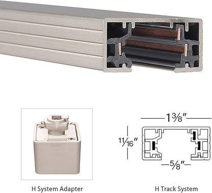 WAC Lighting H Track 120V Live End Power Feed Connector to Power Track from Either End for H Style 3-Wire Track Systems in Brushed Nickel