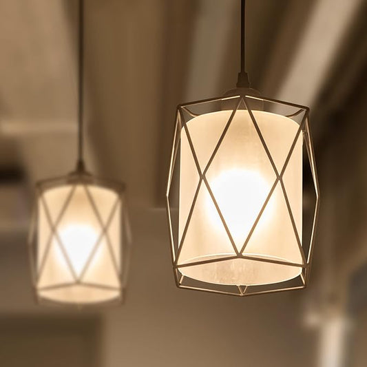 Over Sink Pendant Light with Frosted Glass Black Cage Industrial Hanging Lighting Adjustable Cord for Kitchen Island Dining Table