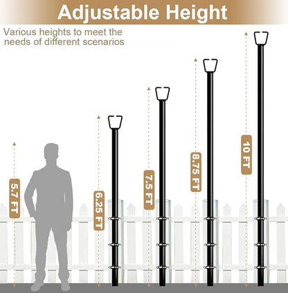 Queension 10FT Deck String Light Poles for Outdoor String Lights for Garden, Backyard, Patio Lighting Stand for Parties, Bistro & Weddings, 1 Pack
