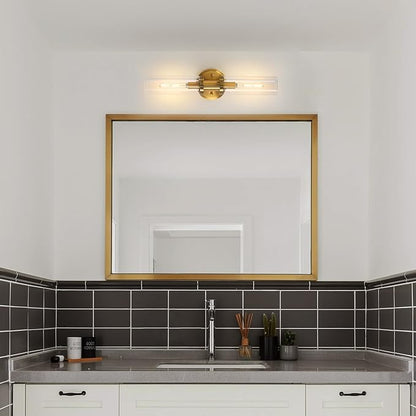 KUZZULL Wall Sconces Set of Two Brushed Brass Gold Sconces Lighting with Clear Glass Wall Lamp Modern Wall Sconce Light Fixtures Sconces Decor Set of scones Lights Set of 2