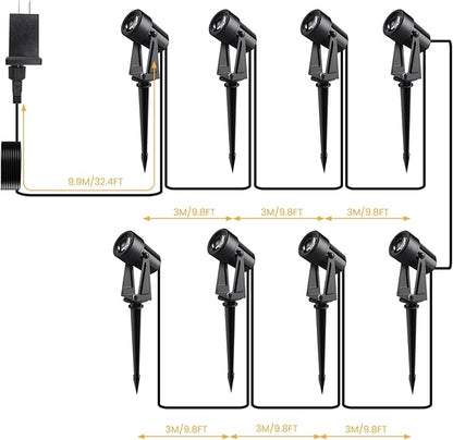 Low Voltage Landscape Lighting,8 Pack Outdoor LED Landscape Spotlights with Transformer 27V Garden Lights Pathway Lights IP65 Waterproof 3000K Warm White