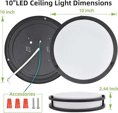 hykolity 10 inch Flush Mount LED Ceiling Light Fixture, 17W 1100lm, 2700K/3000K/3500K/4000K/5000K Adjustable Ceiling Lights, Oil Rubbed Bronze Saturn Dimmable Lighting for Hallway Bathroom or Kitchen