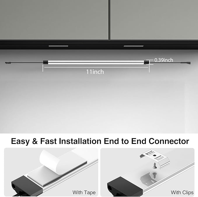 LABOREDUCER Under Cabinet Lights Plug in 10 Pack,11inch Ultra Thin LED Dimmable Closet Lights with Remote and Alexa Google APP,Under Counter Light for Kitchen,Cabinet,Workbench (10Pack Warm White)