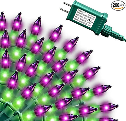Christmas200-Count Mini Purple & Green String LightsUL-Certified, Equipped with 8 Lighting Modes, Perfect for patios, Fences and Holiday Occasions.(40ft)
