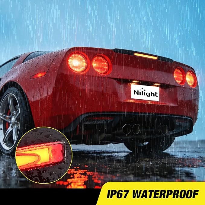 Nilight Third Brake Light Tail High Mount 3rd Stop Lights Smoked Lens Compatible with Chevy Corvette C6 2005 2006 2007 2008 2009 2010 2011 2012 2013 Car Rear Center Cab Lamp