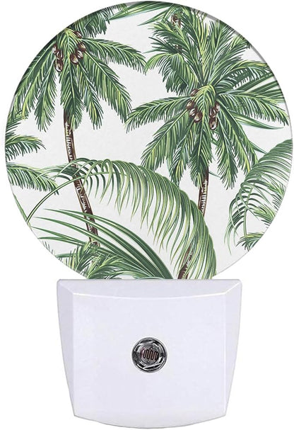 EKOBLA Palm Tree Plug-in Night Light, Tropical Green Plant LED Nightlight with Dusk to Dawn Sensor for Bedroom & Living Room