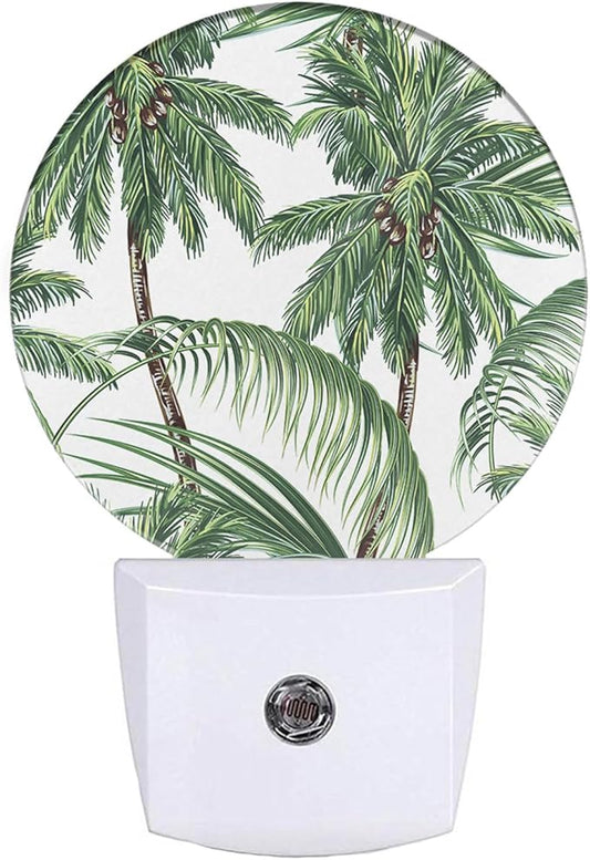 EKOBLA Palm Tree Plug-in Night Light, Tropical Green Plant LED Nightlight with Dusk to Dawn Sensor for Bedroom & Living Room