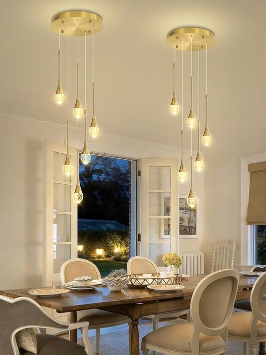 ykolupty H86 Pendant Lights Kitchen Island 6-Lights Pendant Chandelier for Dining Room Hallway Stairwell,LED Dimmable 2700K-6000K