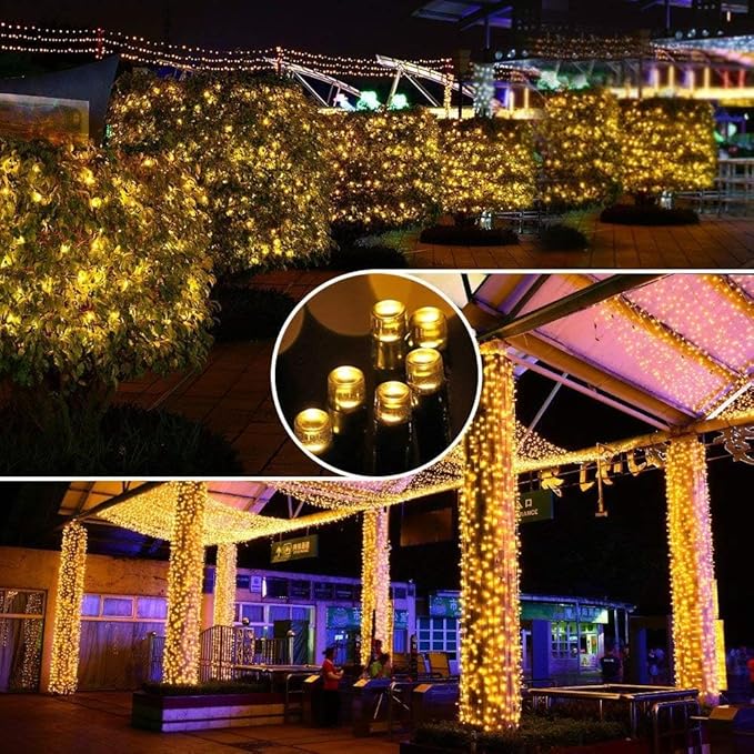 Joomer Solar String Lights, 39FT 100LED Solar Powered Outdoor Fairy Lights, Waterproof 8 Modes Twinkle String Lights for Garden Patio Yard Tree Wedding Christmas Decor (Warm White)