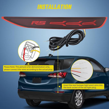 Nilight Rear Bumper Tail Light Compatible with 2017 2018 2019 2020 2021 2022 Chevy Equinox Red Lens LED Reflector Rear Bumper Lamps Brake Turn Signal Sequential Flashing Driving Taillights Replacement