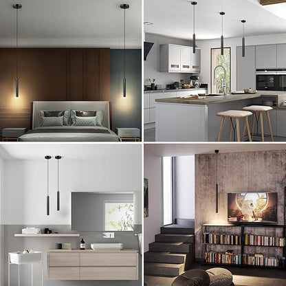Pendant Lights Kitchen Island, Modern Black Pendant Light for Bedroom Bedside Sofa Corner, 5W Island Lights for Kitchen, Height Adjustable, 3000K, Ø1.18 x L11.8