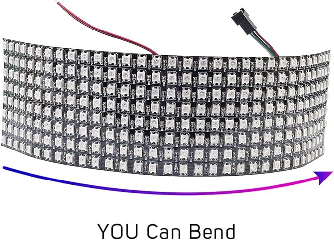 BTF-LIGHTING WS2812B ECO RGB Alloy Wires 5050SMD Individual Addressable 8X32 256 Pixels LED Matrix Flexible FPCB Full Color Works with WLED,SP802E,etc Controllers Image Video Text Display DC5V