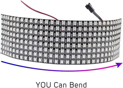 BTF-LIGHTING WS2812B ECO RGB Alloy Wires 5050SMD Individual Addressable 8X32 256 Pixels LED Matrix Flexible FPCB Full Color Works with WLED,SP802E,etc Controllers Image Video Text Display DC5V