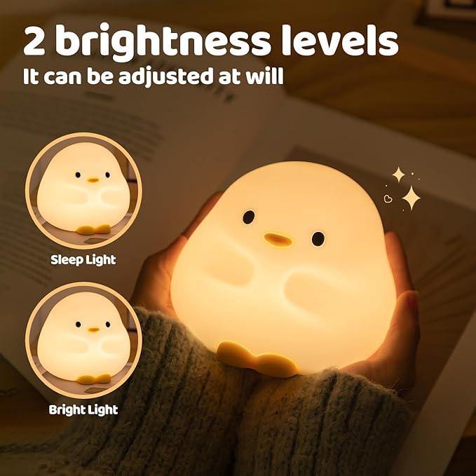 Rytinazzz Duck Night Light, Color Changing Mode & 50-Hour Battery, Squishy Silicone Lamp for Kids Room, USB Rechargeable with Timer, Mothers Day Gifts
