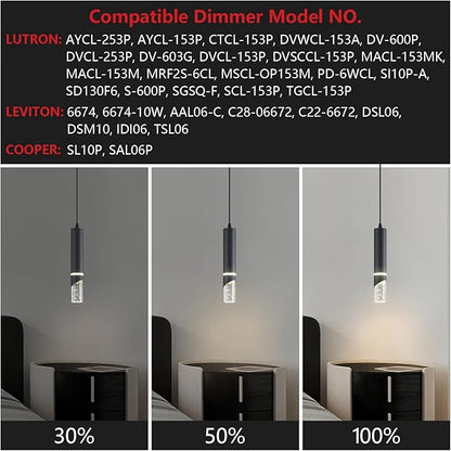 Modern Dimmable Led Pendant Lights Kitchen Island, Ideal for Living Room, Bedroom,Sink 6w LED Crystal Energy-Saving Hanging Lamp for Cozy Lighting (Black 3-Pack)