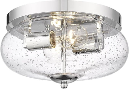 Darkaway Ceiling Light Fixtures Flush Mount Indoor Outdoor Ceiling Light with Seeded Glass Shade for Hallway Kitchen Bedroom Porch Living Room Dining Room Chrome Finish