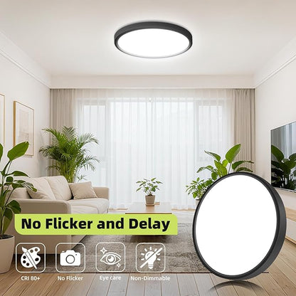 hepside 8Pack 12Inch LED Flush Mount Ceiling Light Fixture 5CCT 24W 2800LM Closet Light Fixture,Small Round Slim Surface Ceiling Lamp for Hallway,Bathroom,Bedroom,Kitchen,Interior