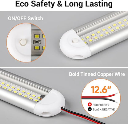 CT CAPETRONIX 12v Led Light Bar Strip, 80leds 1200LM 6.5W DC 12 Volt Led Strip Lights Fixtures with Switch, Enclosed Trailer Lights for RV Interior, Van, Truck Lorry, Camper, Boat, Caravan (2Pcs)