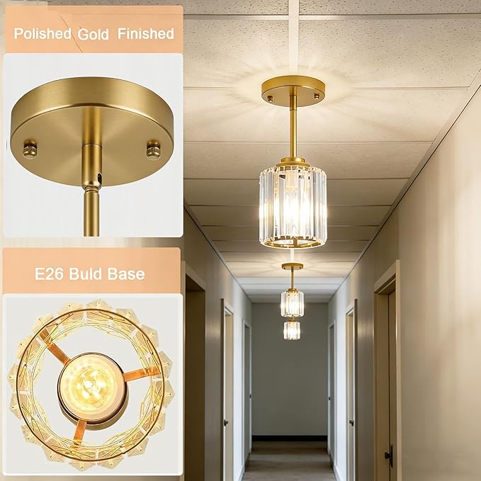 3 Pack Crystal Pendant Lights Kitchen Island, Adjustable Hight Modern Gold Mini Chandelier, Ceiling Hanging Light Fixtures, Lamparas Colgantes for Kitchen Hallway Dining Room Bedroom
