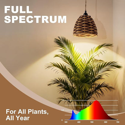 grow lights for indoor plants, full spectrum, automatic timer and 15FT power cord, 30W hanging growth lamp, 4000K plant light used for planting large tall plants, Ficus microcarpa, flowers, greenhouse