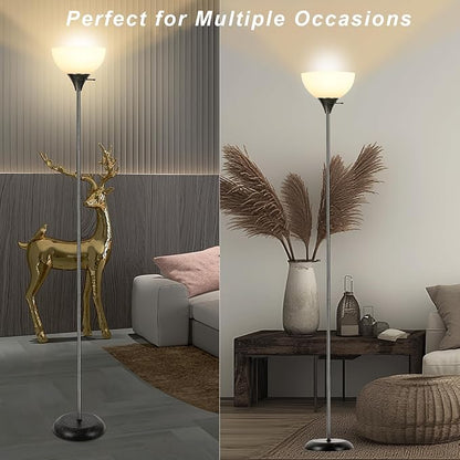 RISLG Floor Lamp, Standing Lamp for Bedroom, Drop-Resistant White Lampshade, Rotary Switch, Industrial Metal Floor Lamp for Living Room Bedroom Study Office Kid’s Room