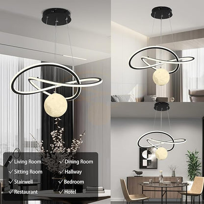 My Precious Modern LED Chandeliers, Chandelier for Living Room with Remote Control, Dimmable Pendant Lights with Mappable Lighting, High Ceiling Hanging Restaurant LED Chandelier for Dining Room