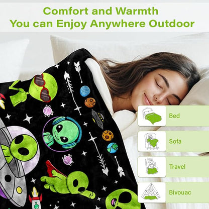 Alien Blanket Gift for Women, Cozy Warm Blanket Gifts for Alien Lovers Soft Throw Blanket for Bed Sofa, Gifts for Christmas Thanksgiving 40x50in