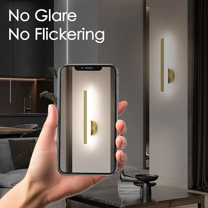 Aipsun Gold Wall Sconce Hardwired Modern LED 18W Wall Sconce Set of Two, 15.7Inches Wall Lights for Living Room Bedroom Hallway, 5CCT
