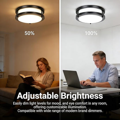 Drosbey 50W Dimmable LED Flush Mount Ceiling Light Fixture, Ceiling Lights for Kitchen, Bedroom, Bathroom, Garage, Super Bright 5000 Lumens, 3000K/4000K/5000K Adjustable, UL Listed