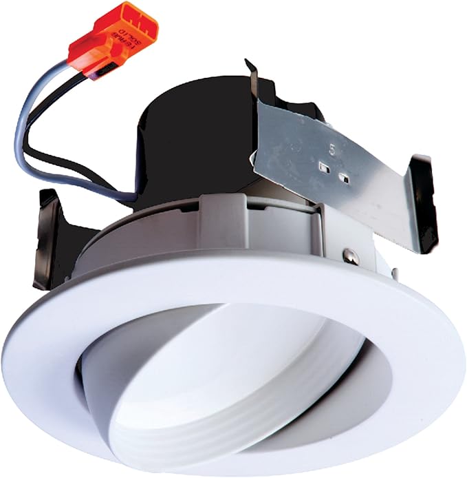 HALO RA 4 inch LED Recessed Lights Adjustable Retrofit Gimbal Module, 90 CRI, 120V, 3000K, Narrow Flood, White, 10W Dimmable, 35 Degree Tilt, 360 Rotation - RA406930NFLWH