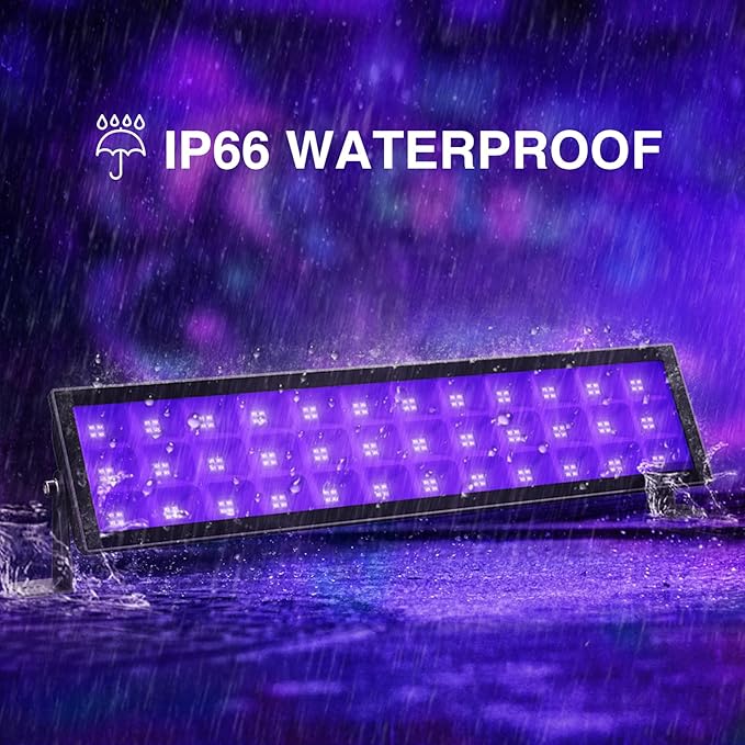 Onforu 2 Pack Black Light Bar, LED Blacklight with Plug and Switch, IP66 Waterproof for Glow Party, Bedroom, Halloween, Fluorescent Poster, Stage Lighting