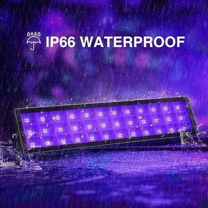Onforu 2 Pack Black Light Bar, LED Blacklight with Plug and Switch, IP66 Waterproof for Glow Party, Bedroom, Halloween, Fluorescent Poster, Stage Lighting