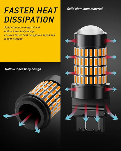 AUXITO 3157 LED Bulbs Amber for Turn Signal Lights, Super Bright 3056 3156 3057 4157 LED Bulbs with Projector for Turn Signal Blinker Reverse Back Up Parking Marker License Plate Lights