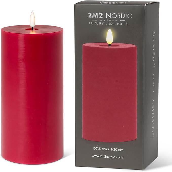 Abbott Collection Wax LED Flameless Pillar Candle - Red (4x8 H)