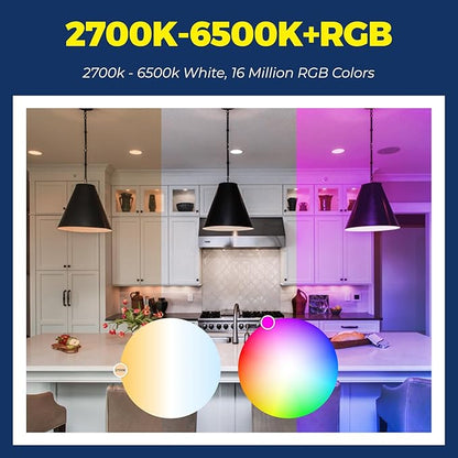 Lightinginside Smart Light Bulbs 100W Equiv., 1350LM 11W Smart Bulb Works with Alexa/Google Home/SmartLife, A19 E26 RGBCW Color Changing, No Hub Required, 2.4G WiFi Bluetooth Bulb, ETL Listed, 1PC