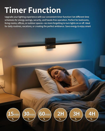 Rayogale 40 Inch 8000mAh Rechargeable Battery Operated Wall Sconce Set of Two, Cordless, 3000K/4500K/6000K, Dimmable, Timer, Remote, Touch Control, USB-C Charging, 360° Rotation for Living Room Black
