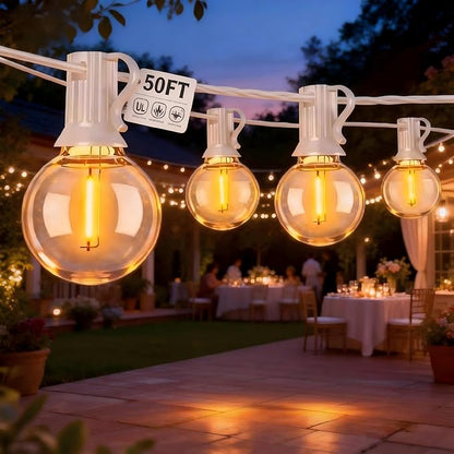 Abeja LED Outdoor String Lights, 50FT G40 Patio String Lights with 52 Dimmable Shatterproof Bulbs, Waterproof Backyard Outdoor Hanging Lights for Backyard, Bistro, Porch, Deck Decor