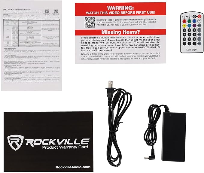 Rockville Wet PAR 50 White 25W Waterproof Battery DJ Light, RGBWA+UV LEDs, Wireless DMX, RF Remote, Long Battery Life, for Outdoor Events and DJs