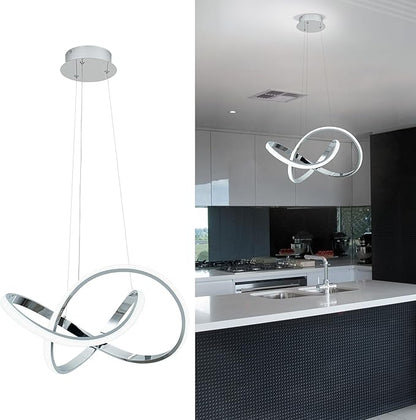 MAYNA LED Pendant Light with Irregular Ring Lights,Modern LED Chandelier, Dimmable Contemporary Ceiling Light Fixture for Dining Room Bedroom Kitchen Island Cafe, 6000K White