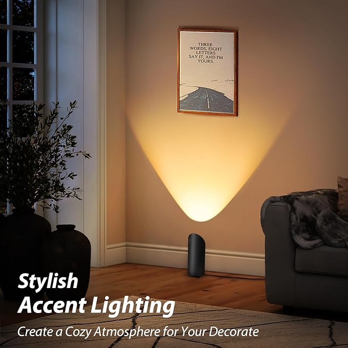 Uplighting Indoor, 7W Floor Can Lights with 2700K LED GU10 Bulbs, IP44 Waterproof Uplights Spotlight for Dark Corner Sofa House Plant Wall Artwork Indoor, 6.5FT Plug Cord & Foot Switch, Black