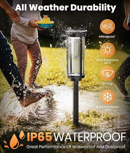 ALFIOT Solar Pathway Lights Outdoor Waterproof 4 Pack Upgraded Solar Walkway Landscape Lighting Outside Driveway Lights,Auto On/Off for Yard Lawn Patio (Cool White)