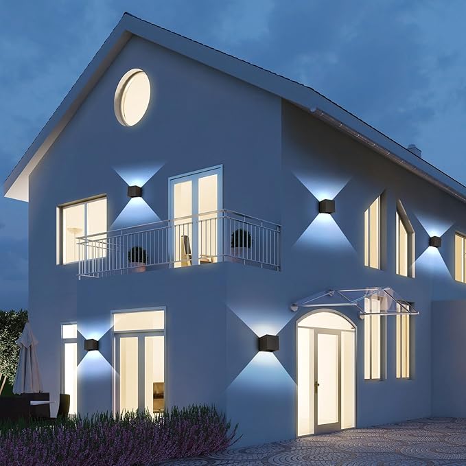 Modern Outdoor Wall Lights, ETL Listed 15W Square LED Exterior Wall Sconce, 3 Color Temperature Selectable, Adjustable Up and Down Lighting Fixtures, IP65 Waterproof Aluminum Porch Light