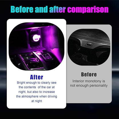 4 PCS USB LED Car Interior Atmosphere Lamp, Portable Mini LED Night Light, Plug-in USB Interface Trunk Ambient Lighting Kit, Universal Interior Car Accessories (Purple)