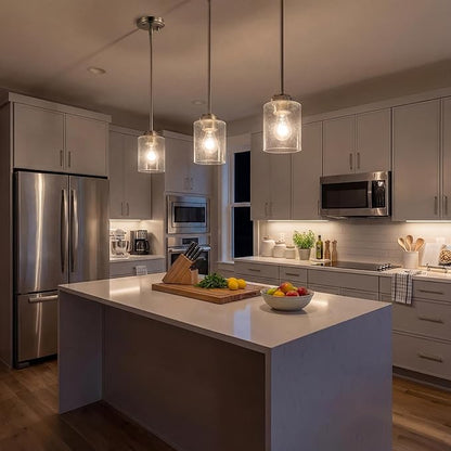 Kichler Winslow 7.5" Mini Kitchen Pendant with Clear Seeded Glass in Brushed Nickel, (7.5" H x 4.25" W), 44032NI
