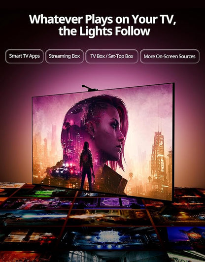 Ailofy Smart TV LED Backlight with Camera for 40-50 inch Screens, 7.87ft LED Strip Lights Sync to Screen& Music, Color Changing Lights for TV Compatible with Alexa & Google Assistant, App Control