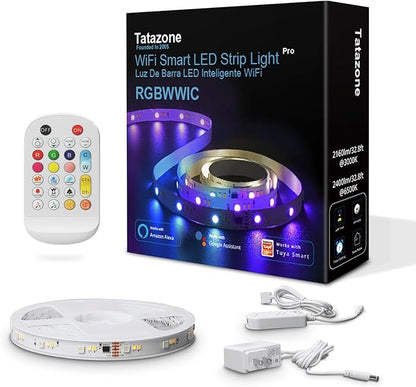 Tatazone 16.4ft RGBWW+IC WiFi Smart Flowing Led Strip Light, RGB Chasing Effect+Tunable White 3000K-6500K Led Lights Compatible with Alexa and Google, Color Changing, Music Sync for Bedroom