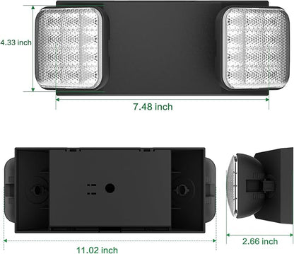1 Pack Blacks Emergency Lights with Backup Battery,Two Head Adjustable Fire Commercial Emergency Light Fixture-UL Listed-120/277VAC-Led Emergency Exit Lights Fixtures for Business.