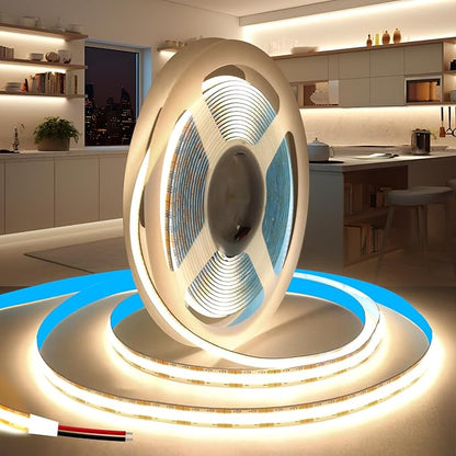 COB LED Strip Lights 16.4ft/5m, 12V LED Light Strip, Neutral White 4000K Under Cabinet Lighting, Super Bright Flexible Tape Lights for Bedroom,Mirror,Kitchen,Living Room(Power Supply Not Included)